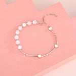 Pulseira de Opala de Cristal Natural em Prata Esterlina S925 Pulseira do Amor, Platina, Ouro, Ouro Rosa