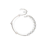 Pulseira de Opala de Cristal Natural em Prata Esterlina S925 Pulseira do Amor, Platina, Ouro, Ouro Rosa