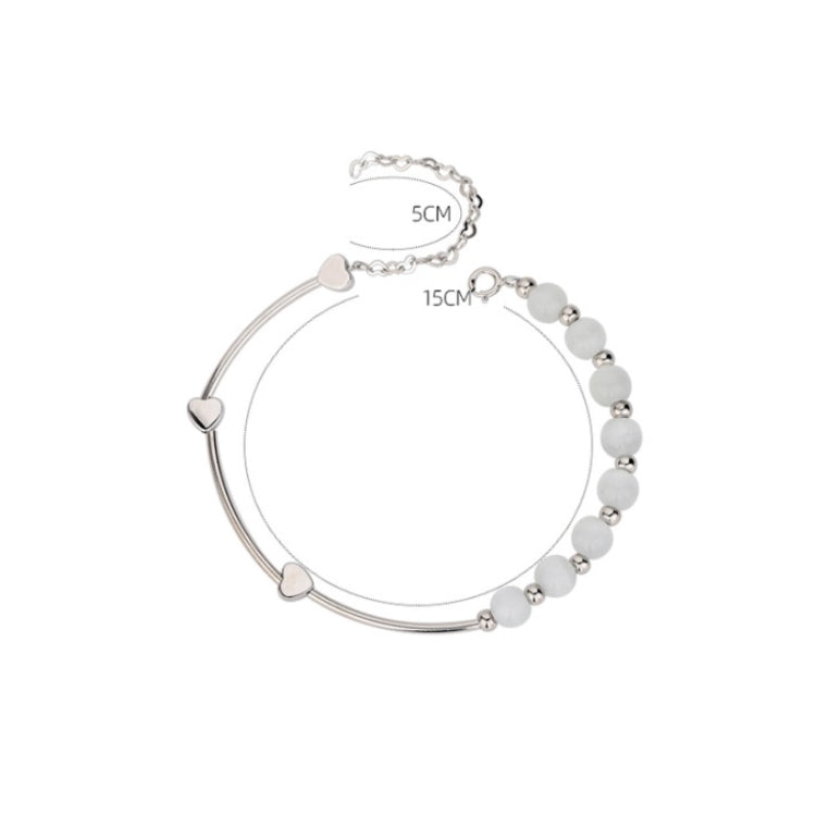 Pulseira de Opala de Cristal Natural em Prata Esterlina S925 Pulseira do Amor, Platina, Ouro, Ouro Rosa