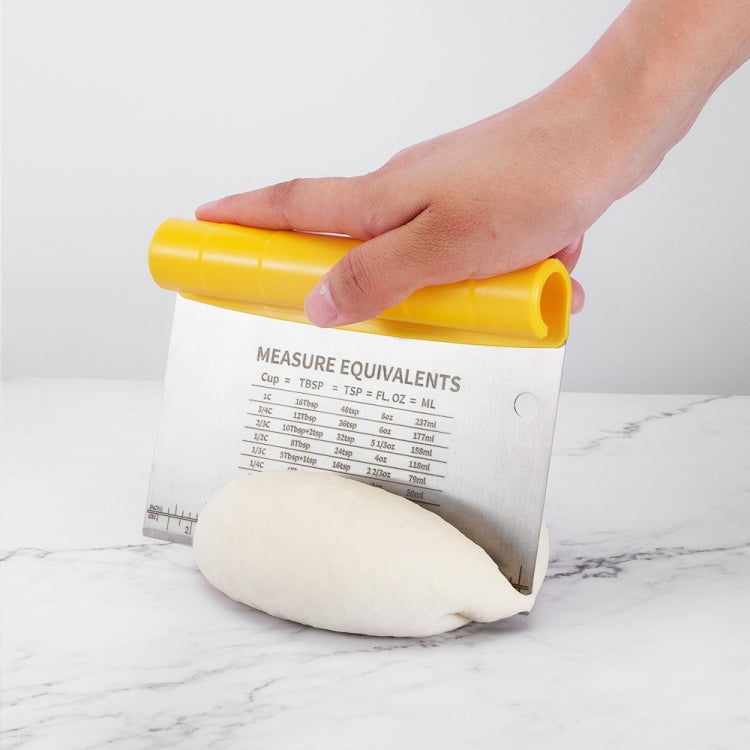 Cortador de Massa em Aço Inoxidável com Raspador e Escala, Ferramentas de Cozedura, 2 Unidades Cortador de Massa (Amarelo)