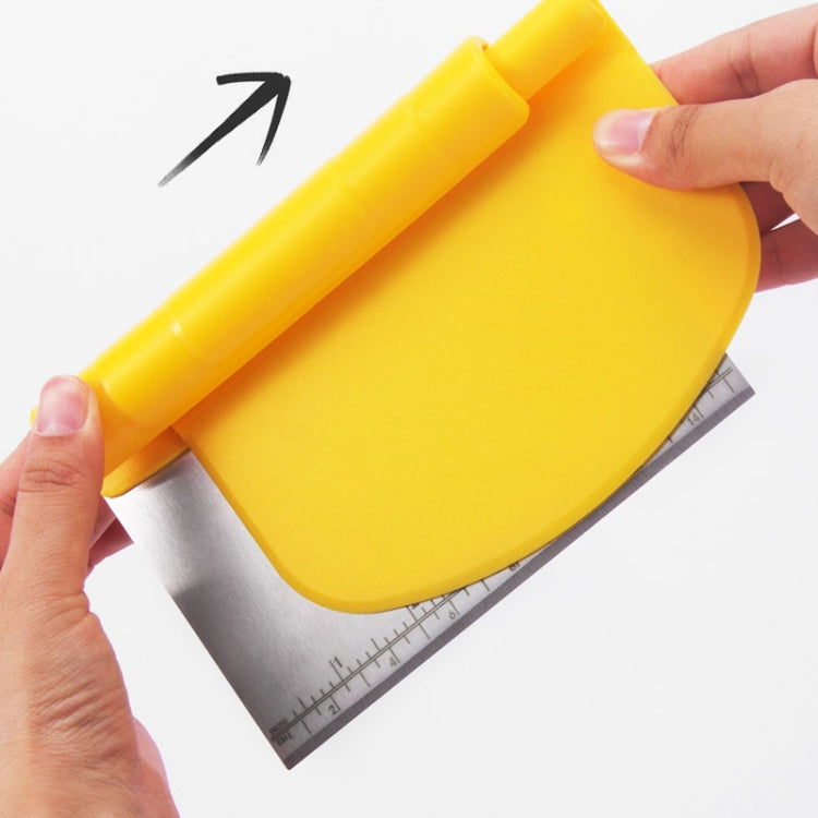 Cortador de Massa em Aço Inoxidável com Raspador e Escala, Ferramentas de Cozedura, 2 Unidades Cortador de Massa (Amarelo)