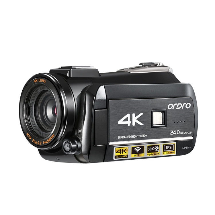 ORDRO AC3 Câmara Digital DV com Ecrã IPS de 3.1 polegadas 4K Full HD 13MP Visão Noturna WiFi, Standard, Standard + Microfone, Standard + Microfone + Suporte de Mão, Standard + Microfone + Luz de Preenchimento