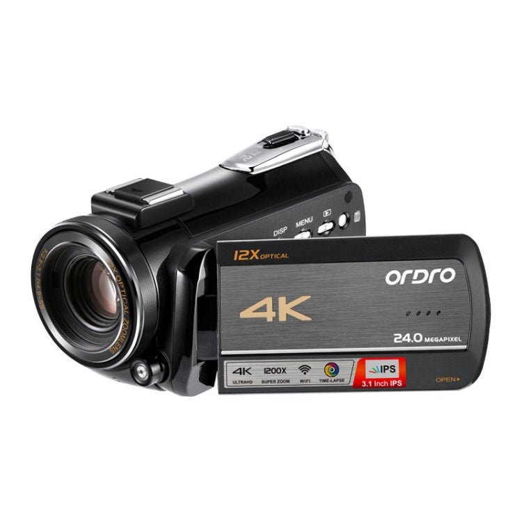ORDRO AC5 Câmara de Vídeo Digital DV com Zoom Óptico 12X, Visão Noturna 4K HD WiFi, Standard, Standard + Microfone, Standard + Microfone + Suporte de Mão, Standard + Microfone + Luz de Preenchimento
