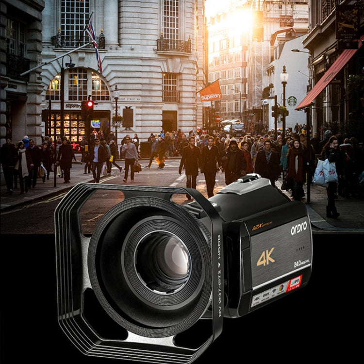 ORDRO AC5 Câmara de Vídeo Digital DV com Zoom Óptico 12X, Visão Noturna 4K HD WiFi, Standard, Standard + Microfone, Standard + Microfone + Suporte de Mão, Standard + Microfone + Luz de Preenchimento