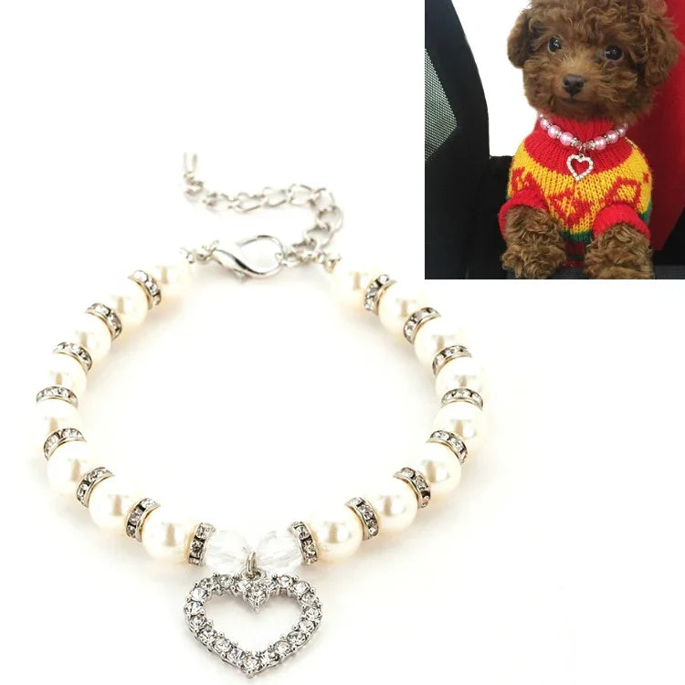 Acessórios para Animais de Estimação Colar de Pérolas Coleiras para Gatos e Cães, S, M, L