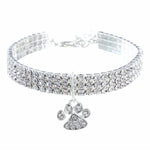 Colar de Joalharia Elástico com Diamantes para Gatos e Cães, S, M, L