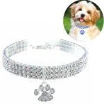 Colar de Joalharia Elástico com Diamantes para Gatos e Cães, S, M, L