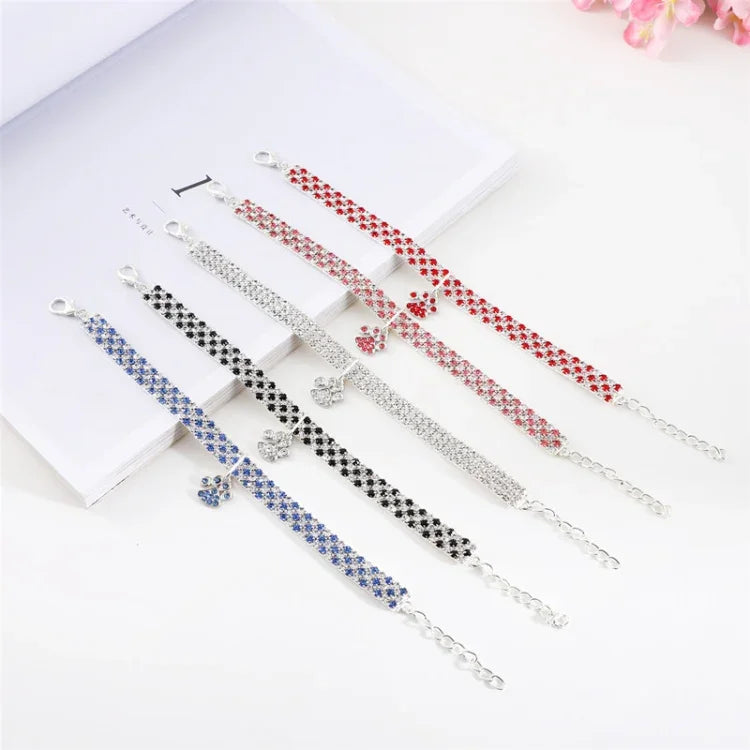 Colar de Joalharia Elástico com Diamantes para Gatos e Cães, S, M, L