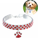 Colar de Joalharia Elástico com Diamantes para Gatos e Cães, S, M, L