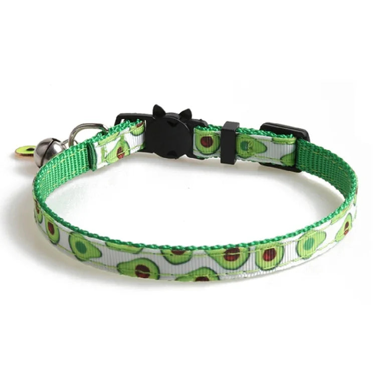 Coleira de Gato com Frutas em Fita para Animais de Estimação com Sino, 1x28cm