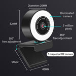 X98 Câmara HD com Luz de Preenchimento USB Sem Driver com Microfone, 720P, 1080P, 2K com Foco Automático