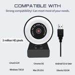 X98 Câmara HD com Luz de Preenchimento USB Sem Driver com Microfone, 720P, 1080P, 2K com Foco Automático