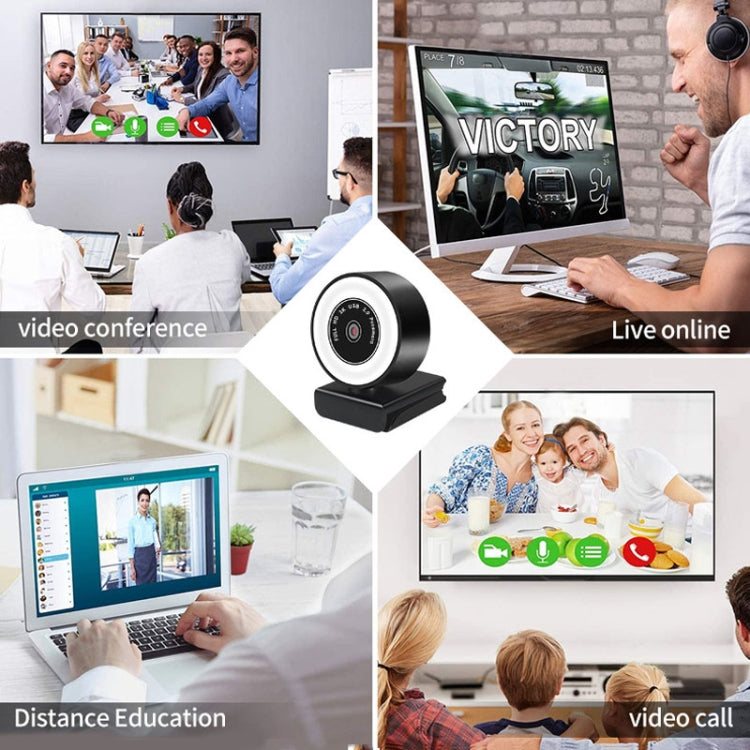 X98 Câmara HD com Luz de Preenchimento USB Sem Driver com Microfone, 720P, 1080P, 2K com Foco Automático