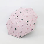 Guarda-chuva pequeno e fresco para sol feminino, guarda-chuva para estudantes em vinil, triplo, simples, uso duplo para sol, verde abacate, branco abacate, rosa abacate, branco morango, rosa morango, branco pêssego, rosa pêssego
