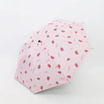 Guarda-chuva pequeno e fresco para sol feminino, guarda-chuva para estudantes em vinil, triplo, simples, uso duplo para sol, verde abacate, branco abacate, rosa abacate, branco morango, rosa morango, branco pêssego, rosa pêssego