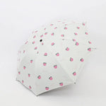 Guarda-chuva pequeno e fresco para sol feminino, guarda-chuva para estudantes em vinil, triplo, simples, uso duplo para sol, verde abacate, branco abacate, rosa abacate, branco morango, rosa morango, branco pêssego, rosa pêssego