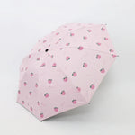 Guarda-chuva pequeno e fresco para sol feminino, guarda-chuva para estudantes em vinil, triplo, simples, uso duplo para sol, verde abacate, branco abacate, rosa abacate, branco morango, rosa morango, branco pêssego, rosa pêssego