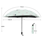 Guarda-chuva pequeno e fresco para sol feminino, guarda-chuva para estudantes em vinil, triplo, simples, uso duplo para sol, verde abacate, branco abacate, rosa abacate, branco morango, rosa morango, branco pêssego, rosa pêssego