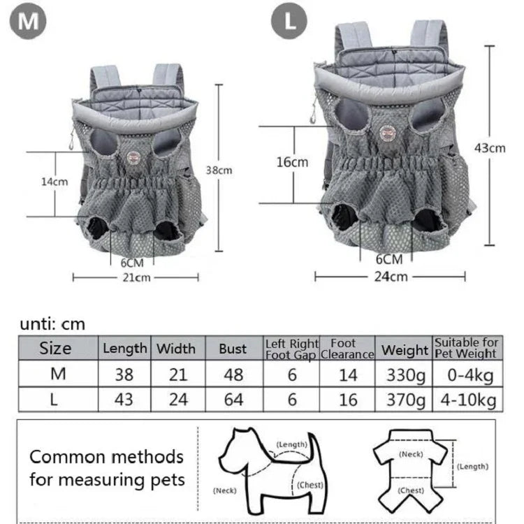 Mochila para Passeios de Animais de Estimação Doglemi Bolsa de Ombro e Peito para Cães Bolsa Respirável em Malha para Cães e Gatos, M, L