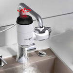 Zoosen Electric Hot Water Faucet Connection Type Instant Hot Water Faucet CN Plug, Style:White + Leak Protection, White, With shower Head Connector, White + Leak Protection