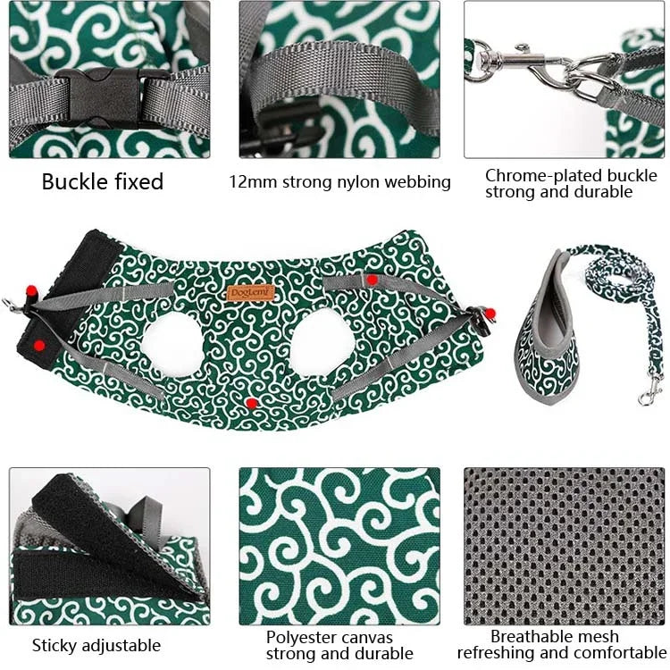 Trela para Gato DogLemi Arnês de Peito Colete Tipo Tração Roupa de Tração para Gato, XS, S