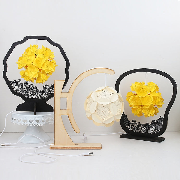 Lâmpada de Papel Artístico com Luz e Sombra, Escultura em Papel DIY, Lâmpada Pequena Criativa de Mesa, Formas Redonda, em Leque, em Arco