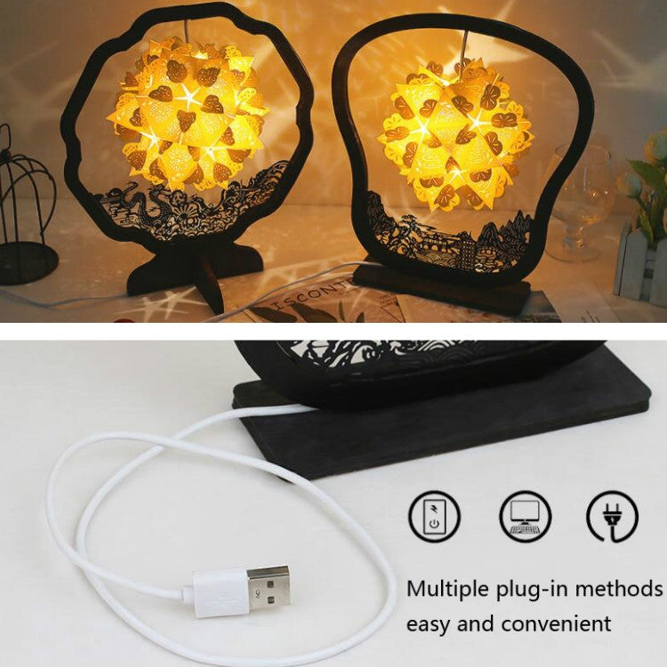 Lâmpada de Papel Artístico com Luz e Sombra, Escultura em Papel DIY, Lâmpada Pequena Criativa de Mesa, Formas Redonda, em Leque, em Arco