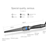 Ferro de Ondular Cónico LCD Tubo Único Cerâmica Esmaltada Cone de Flor de Pêra, 19mm EU, 25mm EU, 25mm US, 19mm US, 32mm EU