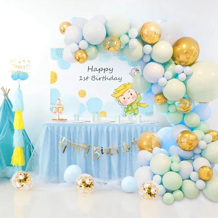 Pacote de Corrente de Balões Verde e Azul Macaron Decoração de Fundo para Festa de Aniversário e Casamento Combinação de Balões, Combinação de Balões de Decoração Macaron
