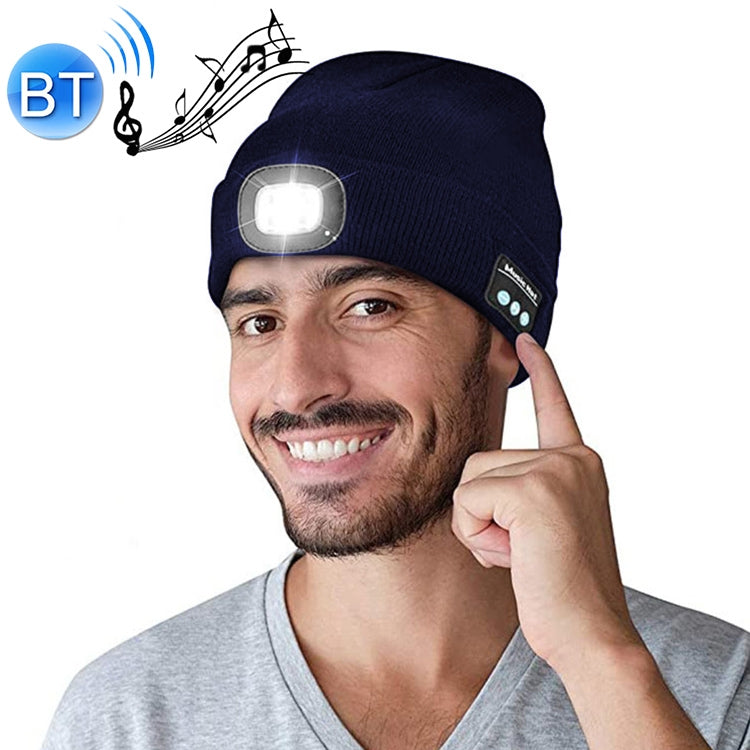 Gorro Tricotado com Luz LED para Corrida Noturna ao Ar Livre e Pesca Noturna, Bluetooth 5.0