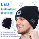 Gorro Tricotado com Luz LED para Corrida Noturna ao Ar Livre e Pesca Noturna, Bluetooth 5.0