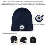 Gorro Tricotado com Luz LED para Corrida Noturna ao Ar Livre e Pesca Noturna, Bluetooth 5.0