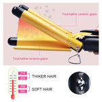 Modelador de Cabelo Automático para Permanente Cerâmico 20-32m 3 Barris Ferro de Ondular para Ondas Grandes, 32mm