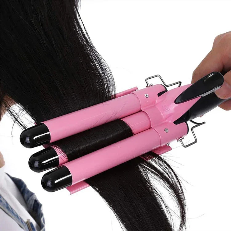 Modelador de Cabelo Automático para Permanente Cerâmico 20-32m 3 Barris Ferro de Ondular para Ondas Grandes, 32mm