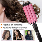 Modelador de Cabelo Automático para Permanente Cerâmico 20-32m 3 Barris Ferro de Ondular para Ondas Grandes, 32mm