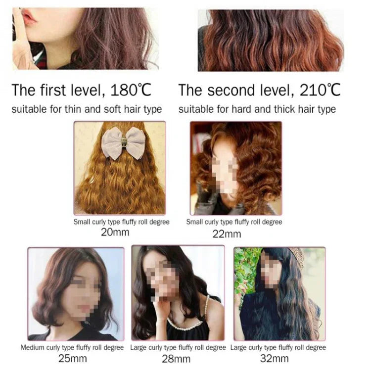 Modelador de Cabelo Automático para Permanente Cerâmico 20-32m 3 Barris Ferro de Ondular para Ondas Grandes, 32mm