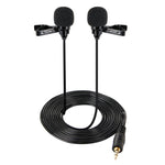 Microfone Lavalier Com Fio Condensador Duplo para Duas Pessoas, Microfone para Telefone Móvel K Song, Bolsa 515PU