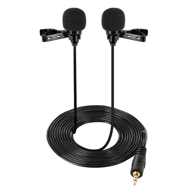 Microfone Lavalier Com Fio Condensador Duplo para Duas Pessoas, Microfone para Telefone Móvel K Song, Bolsa 515PU
