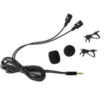 Microfone Lavalier Com Fio Condensador Duplo para Duas Pessoas, Microfone para Telefone Móvel K Song, Bolsa 515PU