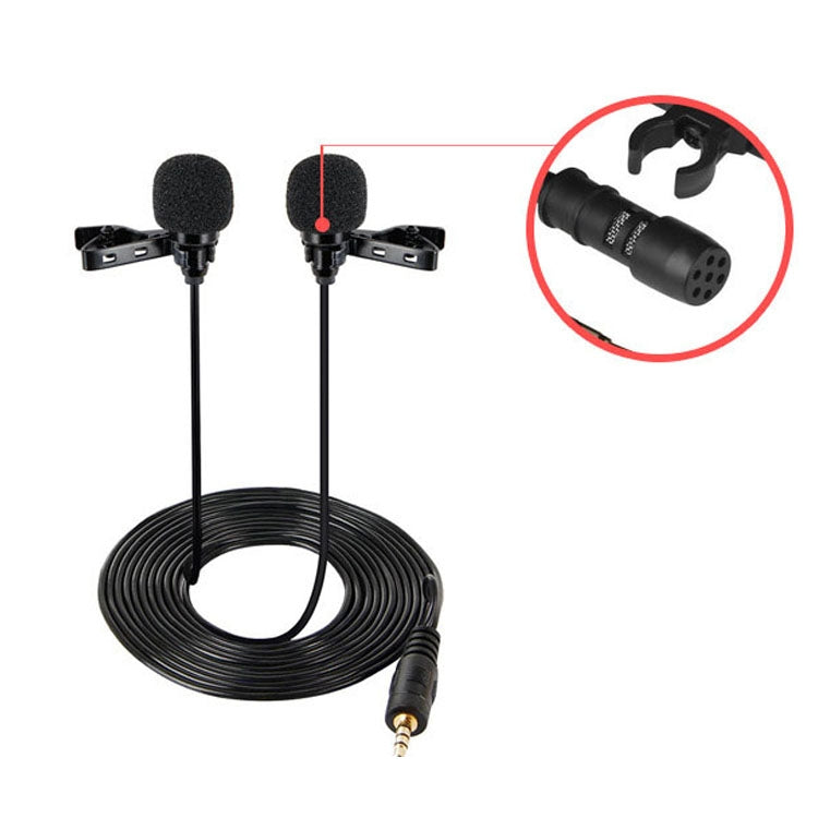 Microfone Lavalier Com Fio Condensador Duplo para Duas Pessoas, Microfone para Telefone Móvel K Song, Bolsa 515PU
