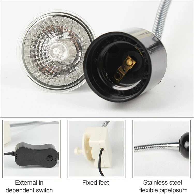 Suporte para Lâmpada de Bronzeamento UVB para Tartaruga Luz Solar de Aquecimento para Animais de Estimação Espectro Completo, Ficha UE, Ficha UE