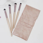 Conjunto de 4 Peças / Pincéis de Maquilhagem para Sombra de Olhos, Pincel Suave para Detalhes, Pincel para Esfumar com Bolsa para Pincéis, Dourado, Prateado