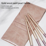 Conjunto de 4 Peças / Pincéis de Maquilhagem para Sombra de Olhos, Pincel Suave para Detalhes, Pincel para Esfumar com Bolsa para Pincéis, Dourado, Prateado