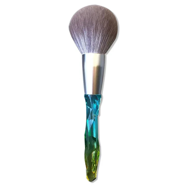 Pincéis de Maquilhagem com Cerdas de Fibra de Seda Laváveis, Pincel Verde para Pó Solto, Pincel Rosa para Pó Solto, 5 UN Pincéis Verdes para Sombra de Olhos, Pincel Verde para Pó Solto + 5 UN Pincéis para Sombra de Olhos