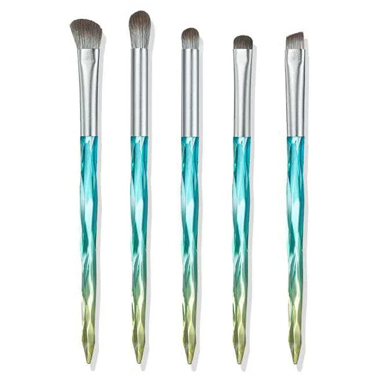 Pincéis de Maquilhagem com Cerdas de Fibra de Seda Laváveis, Pincel Verde para Pó Solto, Pincel Rosa para Pó Solto, 5 UN Pincéis Verdes para Sombra de Olhos, Pincel Verde para Pó Solto + 5 UN Pincéis para Sombra de Olhos