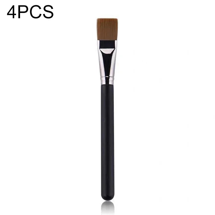 Conjunto de 4 Peças de Pincéis de Maquilhagem com Cerdas de Fibra e Cabo de Madeira, Pincel 191 para Base, Pincel 270 para Corretor, Pincel 170 para Base Diagonal