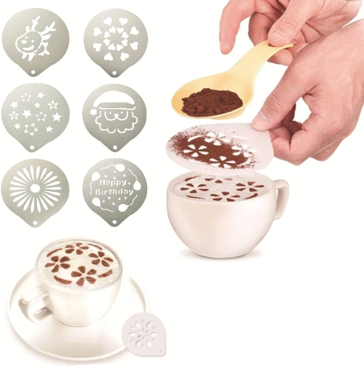 Molde para Guirlanda em Aço Inoxidável, 6 Unidades, Modelo para Impressão de Café com Espuma de Leite, Estilo Aleatório