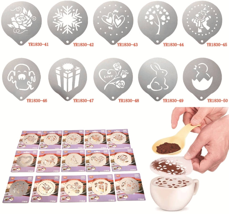 Molde para Guirlanda em Aço Inoxidável, 6 Unidades, Modelo para Impressão de Café com Espuma de Leite, Estilo Aleatório