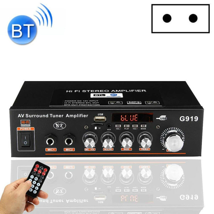 Amplificador de Potência Digital Inteligente G919 com Bluetooth / USB / SD / FM Incorporados, Mini Amplificador de Potência, Plugue UE