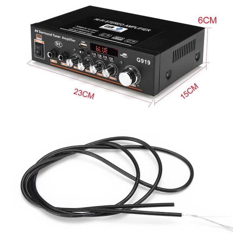 Amplificador de Potência Digital Inteligente G919 com Bluetooth / USB / SD / FM Incorporados, Mini Amplificador de Potência, Plugue UE